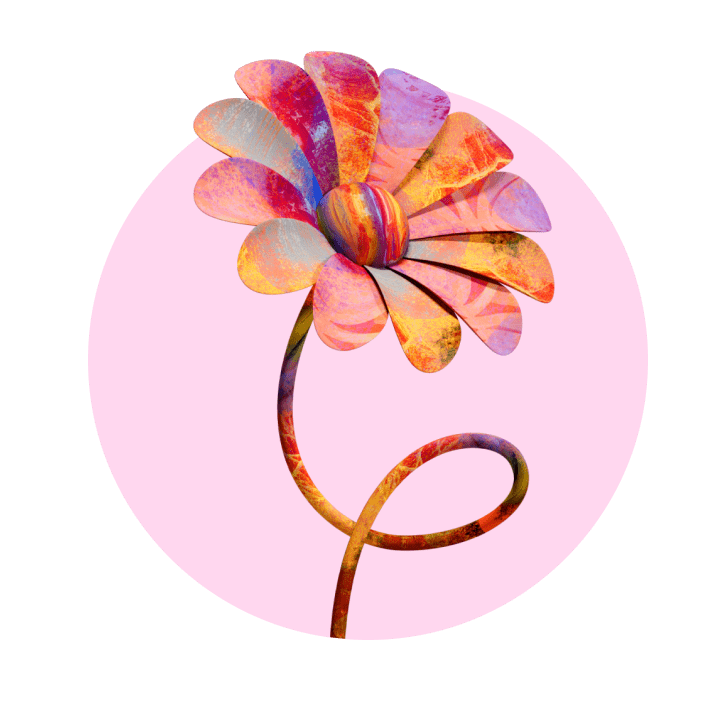Una ilustración en 3D de una flor en crecimiento